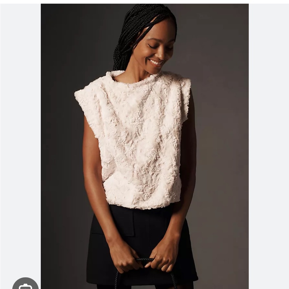 Maeve Faux Fur Sleeveless Tank Top